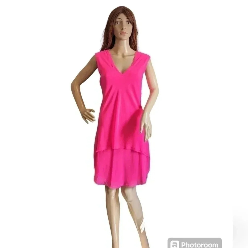 Rachel by Rachel Roy Hot Pink V Neck Mini Dress